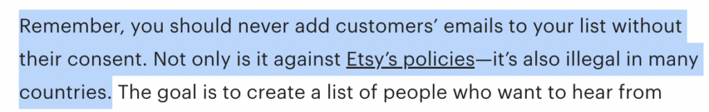 Can you send emails to etsy customers 2